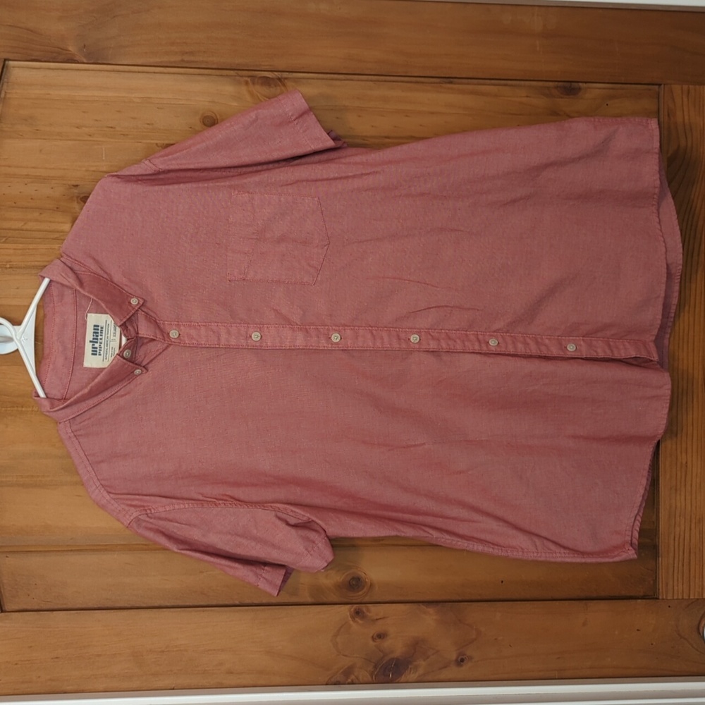 Urban Pipeline XXL Collared Button-Up Shirt Heathered Red